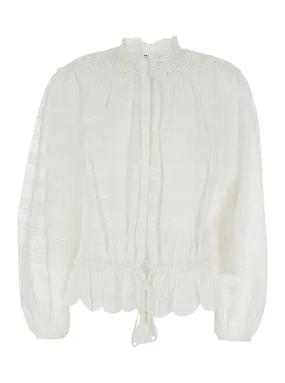 Isabel Marant Étoile Polly Lace And Cotton Blouse In White