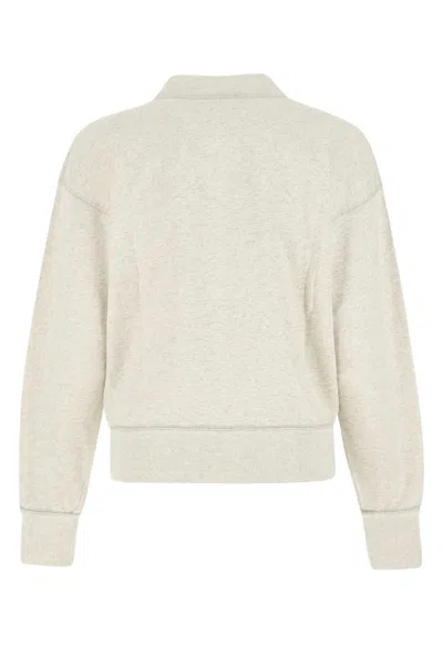Isabel Marant Étoile Isabel Marant Etoile Women Beige High Neck Sweatshirt With Contrasting Logo Print In Cotton Blend Wo In White