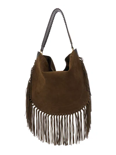 Isabel Marant Oskan Hobo Soft Shoulder Bag In Brown Suede
