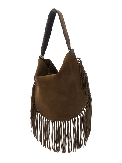 Isabel Marant Oskan Hobo Soft Shoulder Bag In Brown Suede