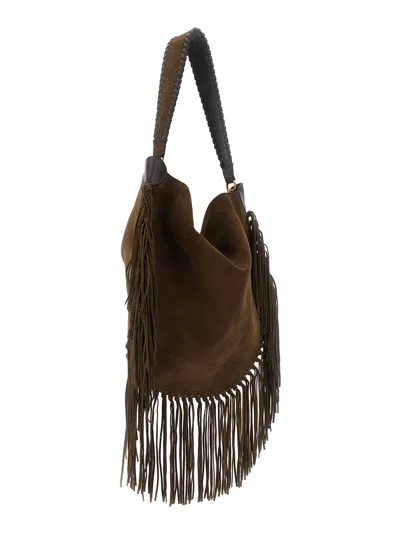 Isabel Marant Oskan Hobo Soft Shoulder Bag In Brown Suede