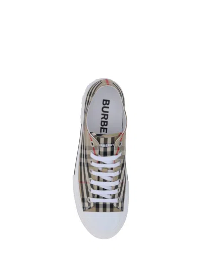 Burberry Cotton Sneaker With Vintage Check Pattern In Multi