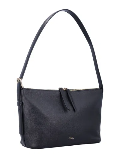 Apc A.p.c. Vera Grained Leather Shoulder Bag In Blue