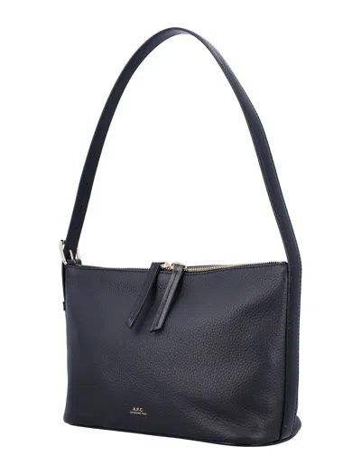 Apc A.p.c. Vera Grained Leather Shoulder Bag In Blue