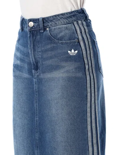 Adidas Originals Adicolor 3-stripes Denim Pencil Skirt In Blue