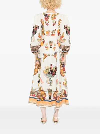 Alemais Mercado Fruit-print Puff-sleeve Midi Dress In Multi