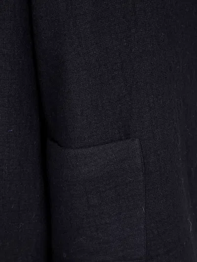 Apuntob Round Collar Buttons Dropped Shoulder Loose Fit Jacket In Black