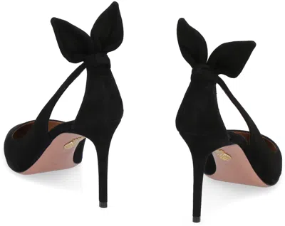 Aquazzura Suede Bow Stiletto Pumps In Black