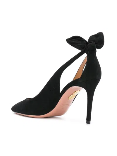 Aquazzura Suede Bow Stiletto Pumps In Black