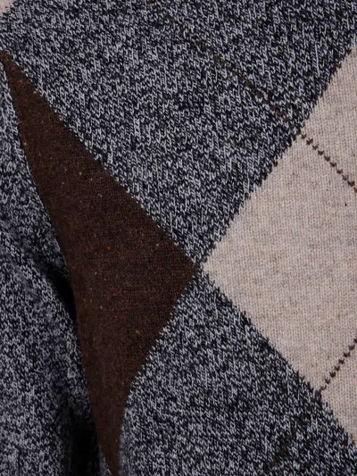 Ballantyne Argyle-pattern Wool Sweater In Black