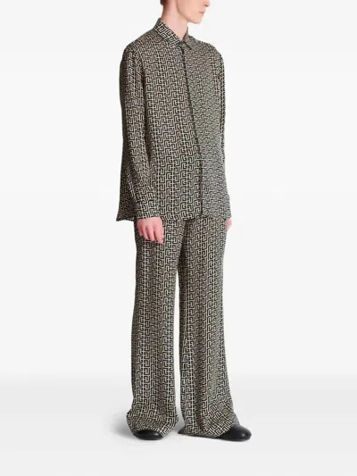 Balmain Geometric Pattern Long Sleeves Shirt In Black
