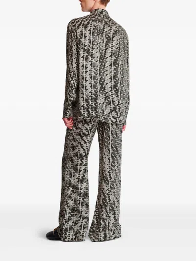 Balmain Geometric Pattern Long Sleeves Shirt In Black
