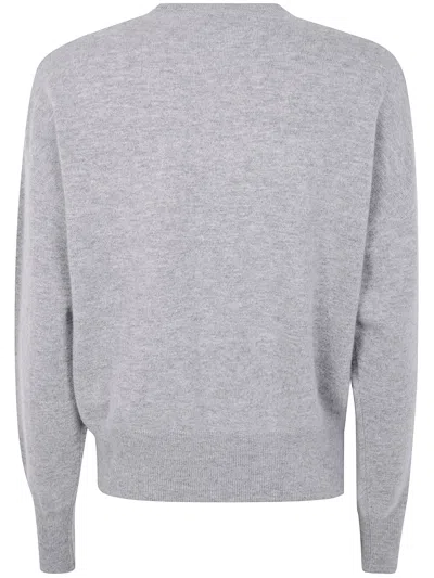 Blugirl Light Grey Knit Sweater With Cursive Logo Embellishment In Gray