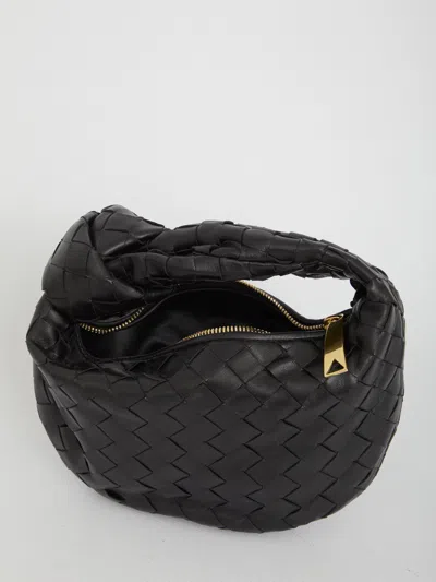 Bottega Veneta Mini Jodie Leather Hobo In Black-silver