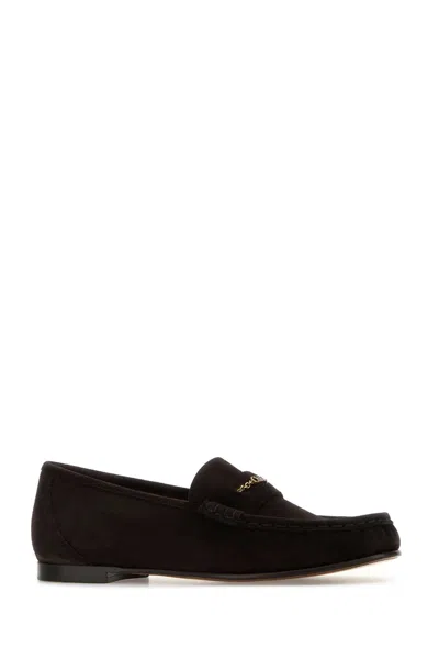 Chloé Dark Brown Suede Loafers In Multi