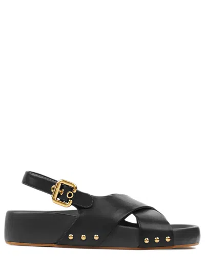 Chloé Mae Paddington Leather Crisscross Sandals In Black