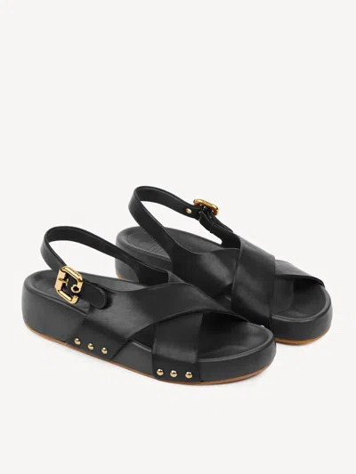 Chloé Mae Paddington Leather Crisscross Sandals In Black