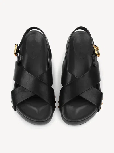 Chloé Mae Paddington Leather Crisscross Sandals In Black