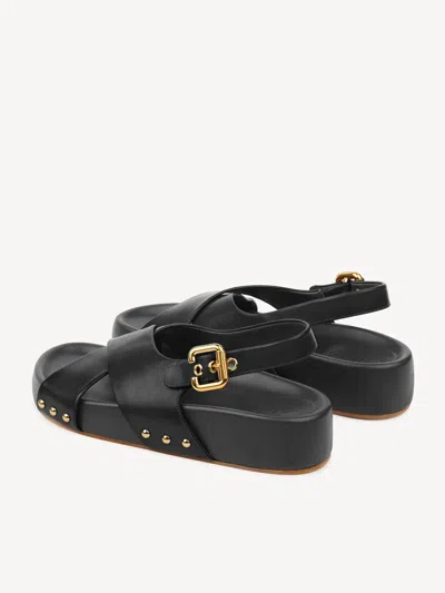 Chloé Mae Paddington Leather Crisscross Sandals In Black