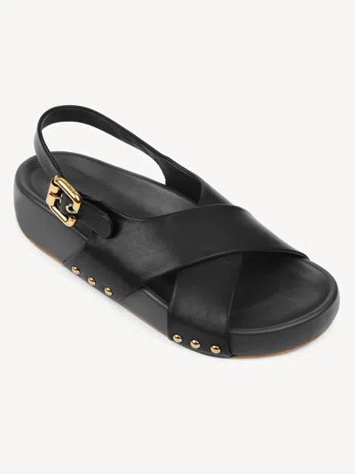 Chloé Mae Paddington Leather Crisscross Sandals In Black
