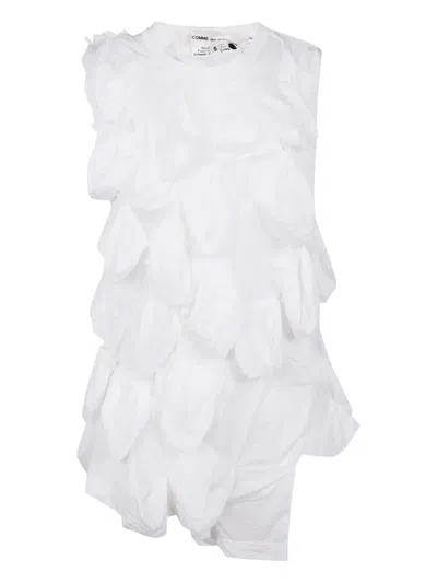 Comme Des Garçons Textured Sleeveless Crew Neck Blouse In White
