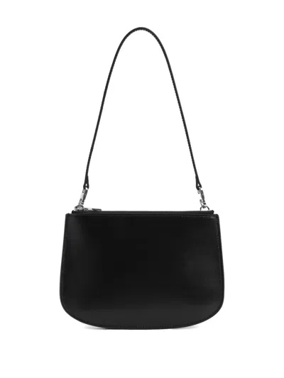 Diesel Twin-double-pouch Embossed-leather Shoulder Bag In Black
