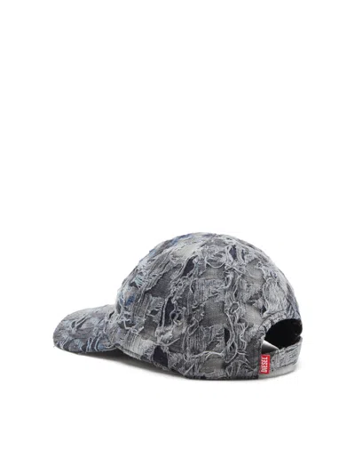 Diesel Curved Brim Distressed Baseball Cap In Blue