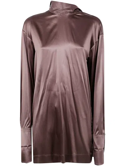Dries Van Noten Tie-neck Blouse In Brown