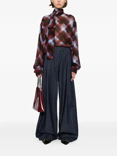 Dries Van Noten Wide Leg Denim Trousers And Pockets In Black
