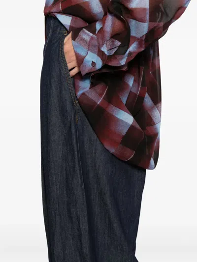 Dries Van Noten Wide Leg Denim Trousers And Pockets In Black