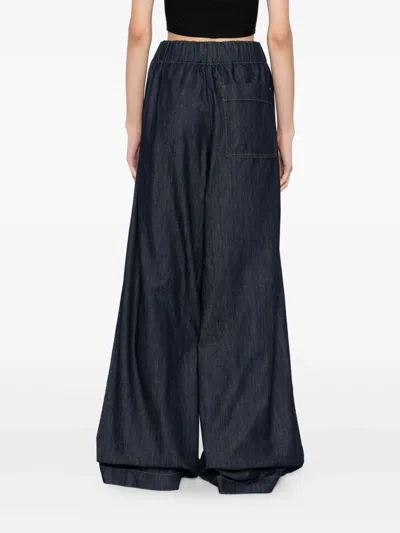 Dries Van Noten Wide Leg Denim Trousers And Pockets In Black