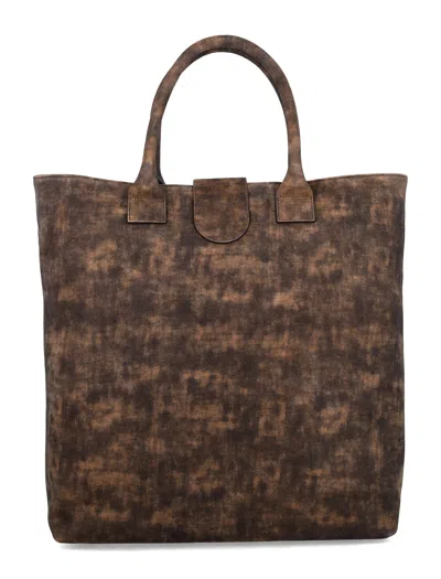Emporio Armani Large Vintage Suede Shopper Bag In Brown