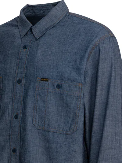 Filson Chambray Long-sleeved Shirt In Blue