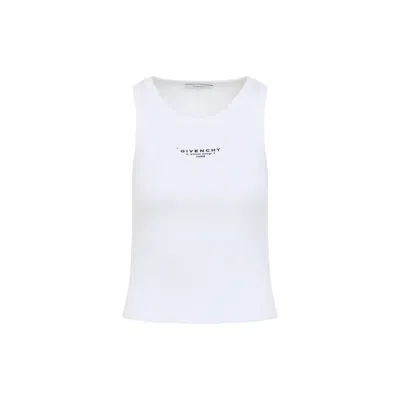Givenchy Women Slim Tank Top With Logo Print In White