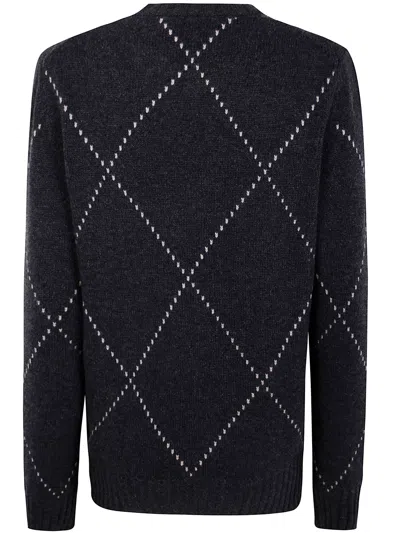 Gran Sasso Diamond-pattern Wool Sweater In Black