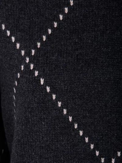 Gran Sasso Diamond-pattern Wool Sweater In Black