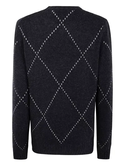 Gran Sasso Diamond-pattern Wool Sweater In Black