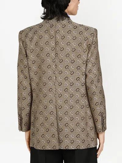 Gucci Maxi Horsebit Pattern Cotton Jacket In Neutrals