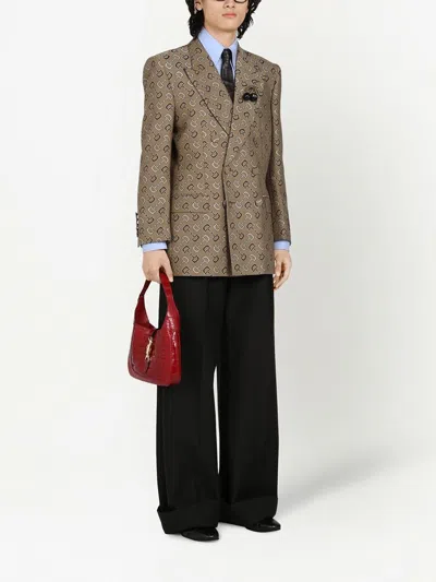 Gucci Maxi Horsebit Pattern Cotton Jacket In Neutrals