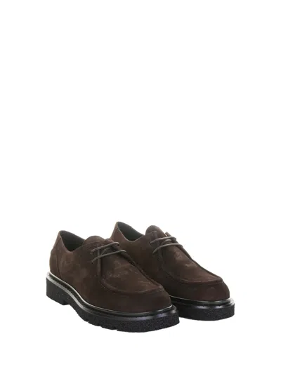 Guglielmo Rotta Brown Suede Lace-up Loafer In Animal Print