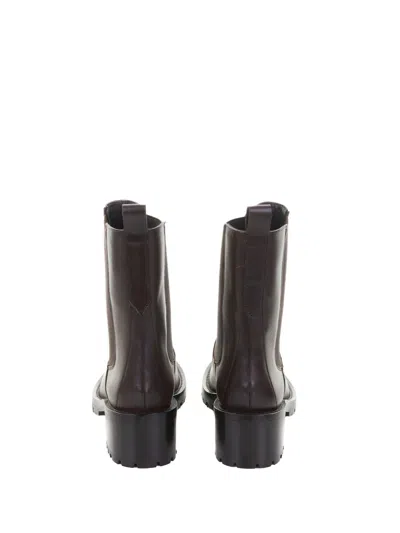 Guglielmo Rotta Dark Brown Leather Ankle Boot With Rubber Sole In Multi