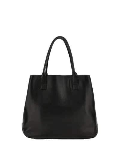 Hogan Medium Script Leather Tote Bag In Black