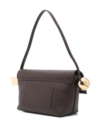 Jacquemus The Rond Carre Leather Shoulder Bag In Brown