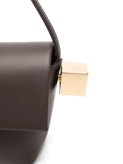 Jacquemus The Rond Carre Leather Shoulder Bag In Brown