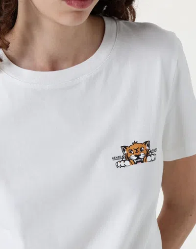 Kenzo Happy Tiger Logo T-shirt In White