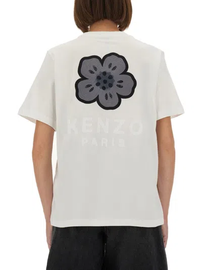 Kenzo Relaxing T-shirt With 'boke Flower' Embroidery In White