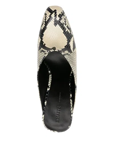 Khaite Colt 100 Python-effect Leather Mules In Animal Print