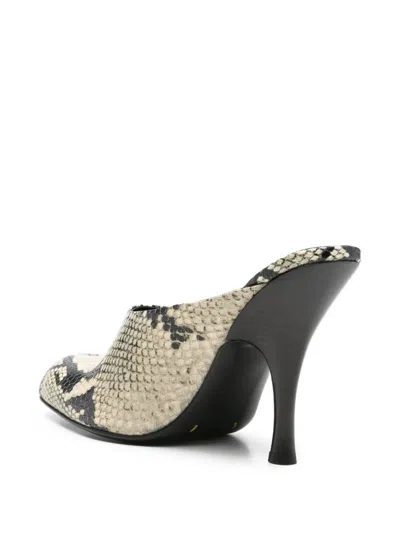 Khaite Colt 100 Python-effect Leather Mules In Animal Print