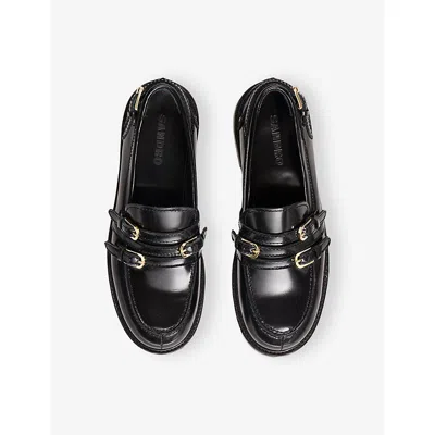 Sandro Leather Loafers With Buckles In Black