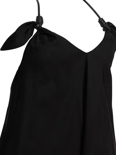 Loewe Halter Neck Sleeveless Flared Dress With Bow In Black